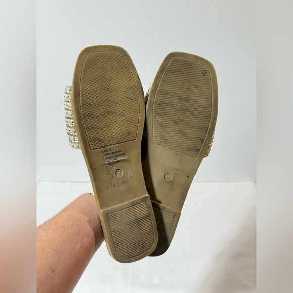 OLIVIA MILLER Beige gold studded Slide Sandals size 9 - Picture 8 of 8